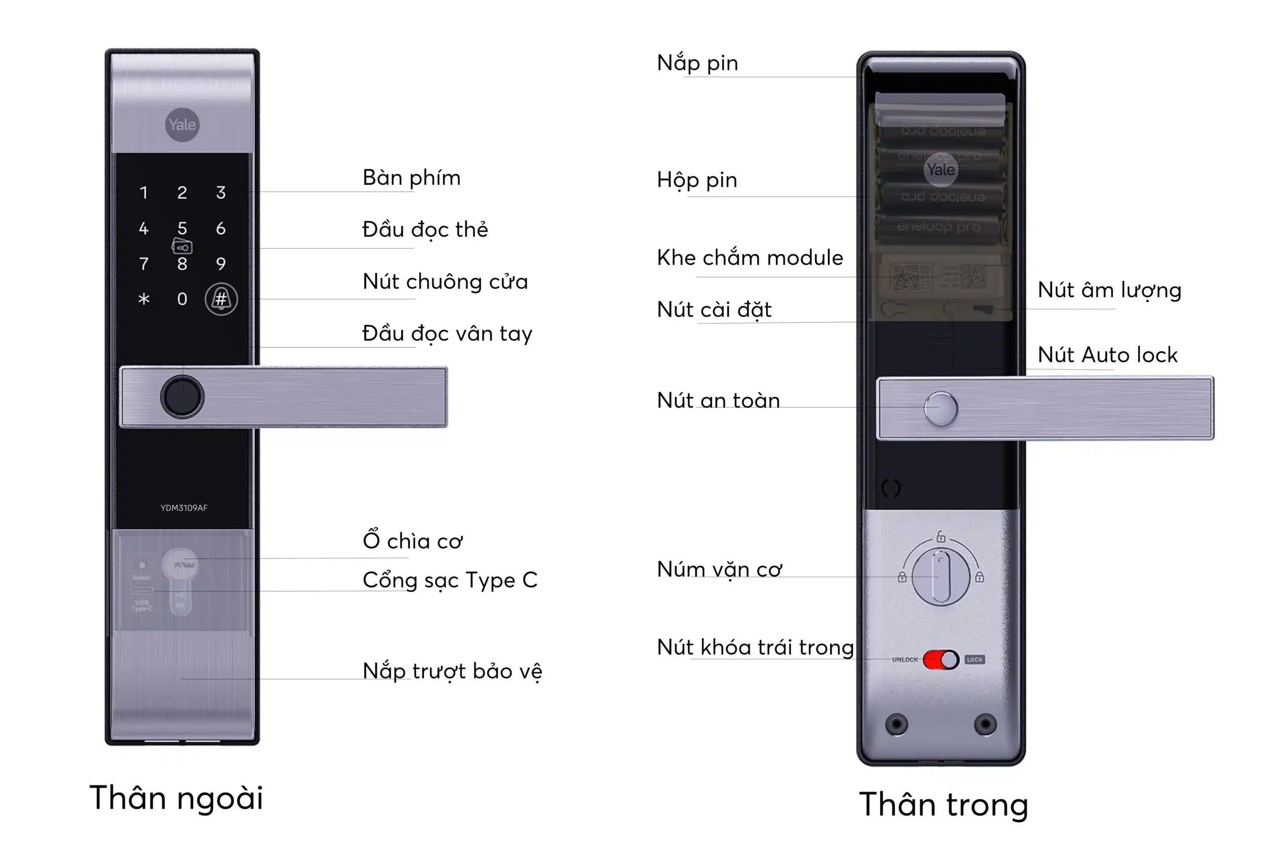 Khóa thẻ từ Yale YDM 3109A Silver